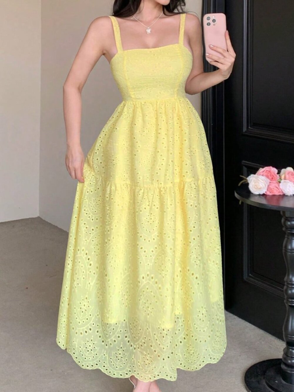 Yellow Boho Women's Casual Vacation Style Long Sundress - Picture 4 of 10